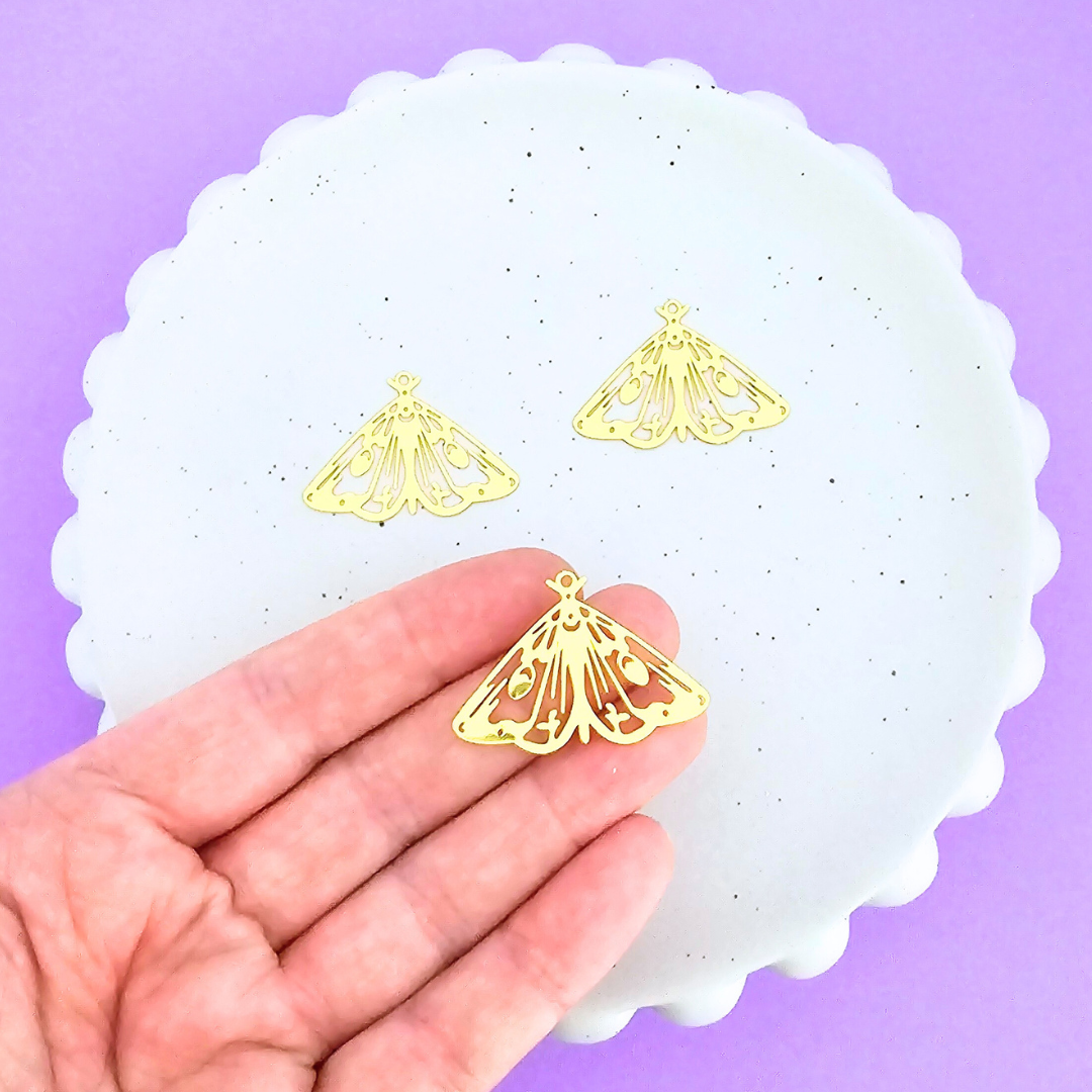 6pcs 18k Gold Plated Moth Charm Jewellery and Craft Supplies Australia