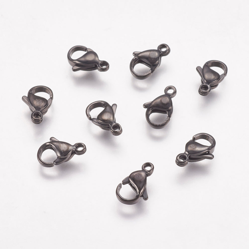10pcs Stainless Steel Lobster Claw Clasp BLACK Jewellery and Craft
